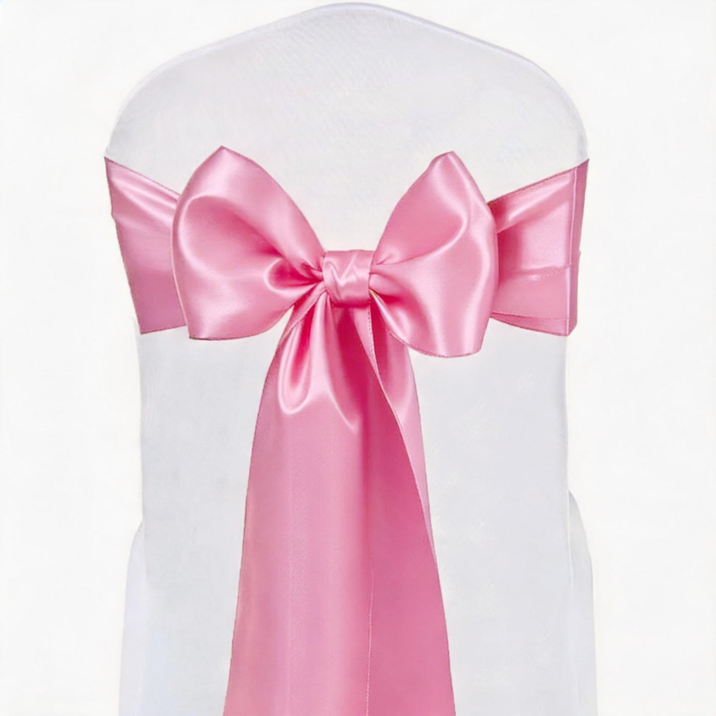 Satin Chair Sashes Bows 50 Pack Universal Polyester Chair Ribbons for Wedding Anniversary Retirement Party Birthday Engagement Banquet Graduation Outdoor Events Decor (Pink, 50 pcs)