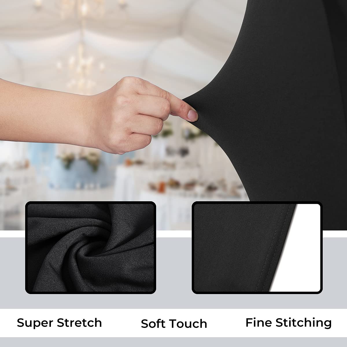 Babenest Spandex Folding Chair Covers - 30PCS Halloween Upgraded Universal Stretch Washable Fitted Chair Slipcovers Protector for Wedding, Holidays, Banquet, Party, Celebration (Black)