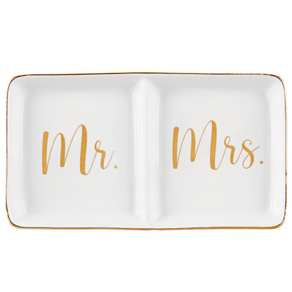 Spegiffu Mr. & Mrs. Ring Dish Engagement Wedding Ring Holder Gift for Future Mrs. / Newlywed - Her Engagement Wedding Gifts for Newly Engaged Couples Bridal Shower Gifts for Bride to be