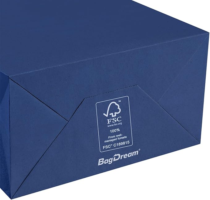 BagDream Navy Blue Gift Bags 13x7x17 50Pcs Large Kraft Paper Shopping Bags with Handles Bulk, for Party Favor, Retail, Merchandise, Grocery, Recycled Paper Sacks