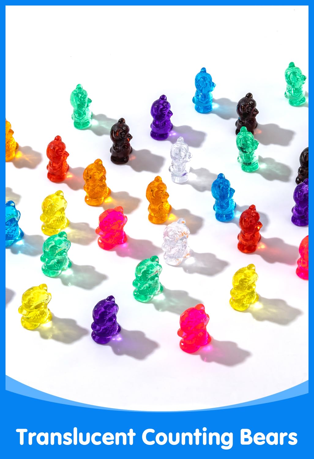 Odoorgames 100 Pcs Translucent Bear Counters - 10 Colors - Kindergarten Classroom & Light Table Manipulatives，36 Pcs Translucent Pebbles, Rainbow Stones,Light Table Manipulatives Preschool