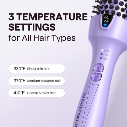 Wavytalk Updated Version Thermal Brush, 1.5 Inch Negative Ion Blowout Express Thermal Round Brush Creates Salon-Quality Blowouts, lonic Frizz Reduction Makes Hair Shinier & Smoother (Millennial Pink)