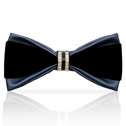LHXzizizi Sequin Velvet Bow Tie for Men, Leather Two-tone Mens Bow Tie Adjustable Pre-Tied Bowtie Men for Wedding Party Prom (Black Blue)
