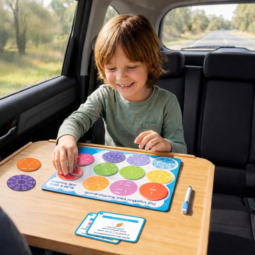 Simply magic 117 PCS Magnetic Fraction Puzzle with Tiles & Circles - Educational Fraction Magnets, Strips, Fraction Manipulatives with Decimals & Percentages for Elementary School & Homeschool