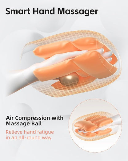 Shine Well Hand Massager - Cordless Hand Massager with Heat and Compression for Arthritis and Carpal Tunnel - Muscles Pain Relief from Wrist to Palm and Finger, Gifts for Women