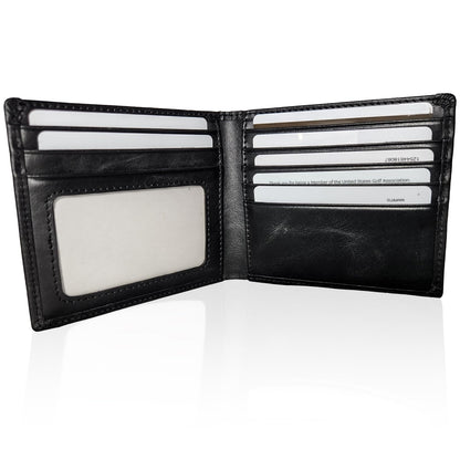 Large Wallet for Men with 7 slots for credit cards and 1 ID Window. Oversized Slim Design to fit in your pocket, Not Bulky. Bifold Wallet Organizer. Quality Leather. 4 1/4 in X 4 in