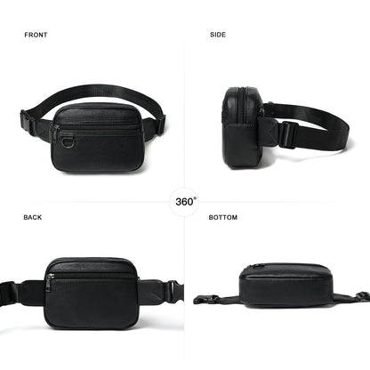 Leresas 2L Fanny Packs for Women Men Corss Body Belt Bag Waist Pack Vegan Leather Trendy Travel Cycling Waterproof Black