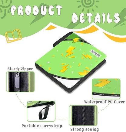 Trading Card Binder 4 Pocket,Card Binder 400 Pockets,Card Book Holder Cards with 50 Removable Sleeves,3-Ring Zip Design MTG/TCG/Sport Collectible Trading Card Albums Gifts for Boys and Girls(Green)