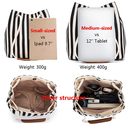 Bydenwely Women's Canvas Summer Tote Bags Small Shoulder Bag Daily Working Handbag for Holiday Travel Pool (Black, Small)