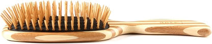Bass Brushes | The Green Brush | Style & Detangle Pet Brush | 100% Bamboo Pin | Pure Bamboo Handle | Semi S Style | Striped Finish | Model 19P