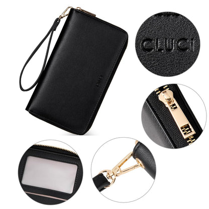CLUCI Women's Large PU Leather Wristlet Wallet Purse with RFID Blocking Zip Around Card Holder Ladies Travel Clutch