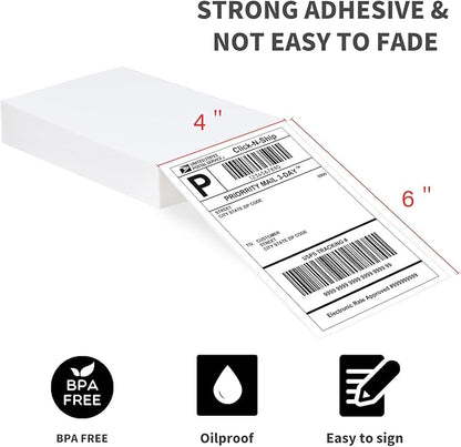 L LIKED 200 4x6 Thermal Labels Fanfold, Direct Thermal Shipping Labels - Perforated and Strong Adhesive
