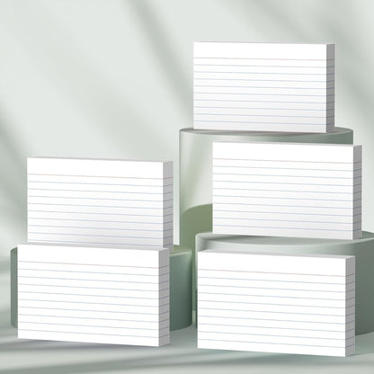 250 Count White Index Cards 3x5 Inch - 180gsm Heavyweight Flash Card (50 Sheets Each), Durable & Portable Note Taking for Students, Teachers, Study Flashcards for Office Home School Supplies
