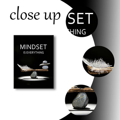 YSPCSUN Inspirational Office Decor Wall Art Mindset Is Everything Canvas Prints Zen Stones Balance Painting Motivational Posters For Bedroom Therapy Room Workspace Ready To Hang 24x18 Inch