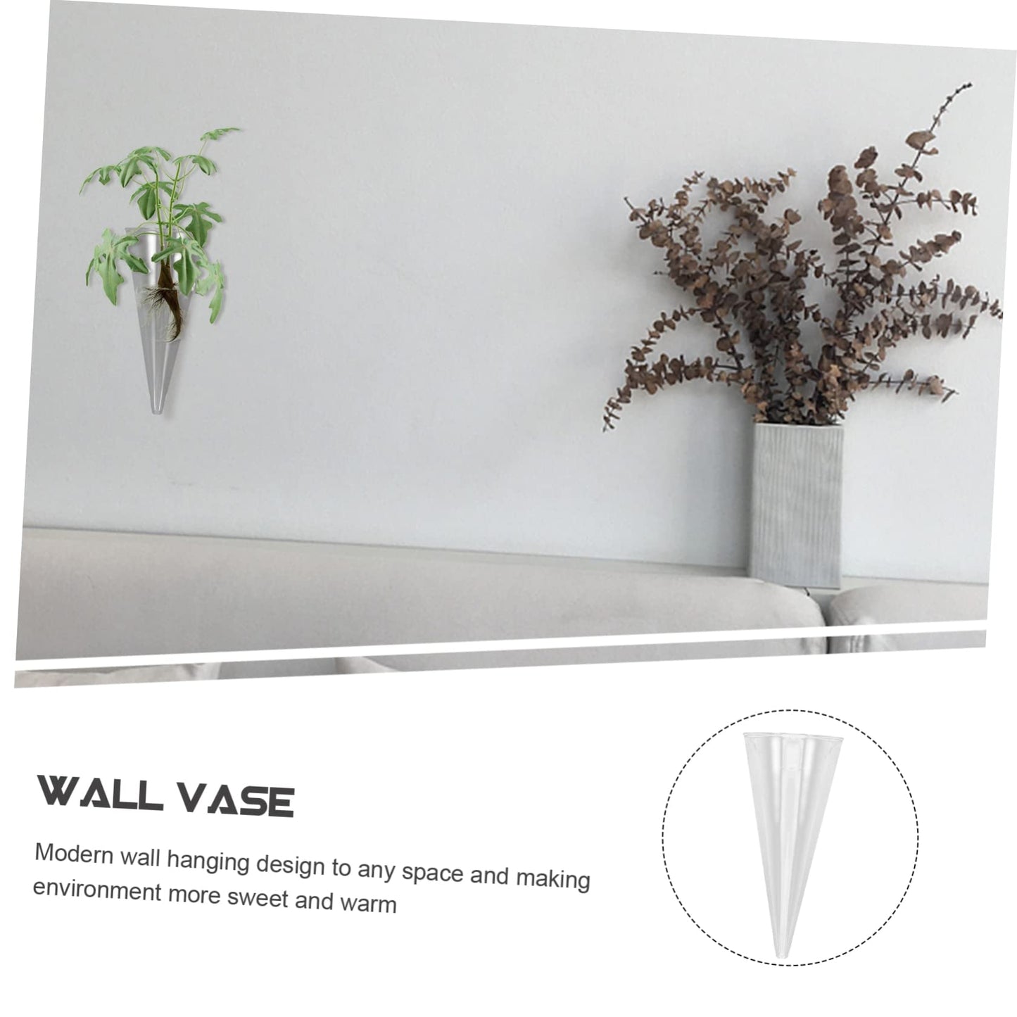 TOGEVAL Hydroponic Wall Hanging Glass Planter for Indoor Plants Space-Saving Terrarium Vase for Home Decor Modern Design Visible Root Growth for Flower Cuttings and Greenery