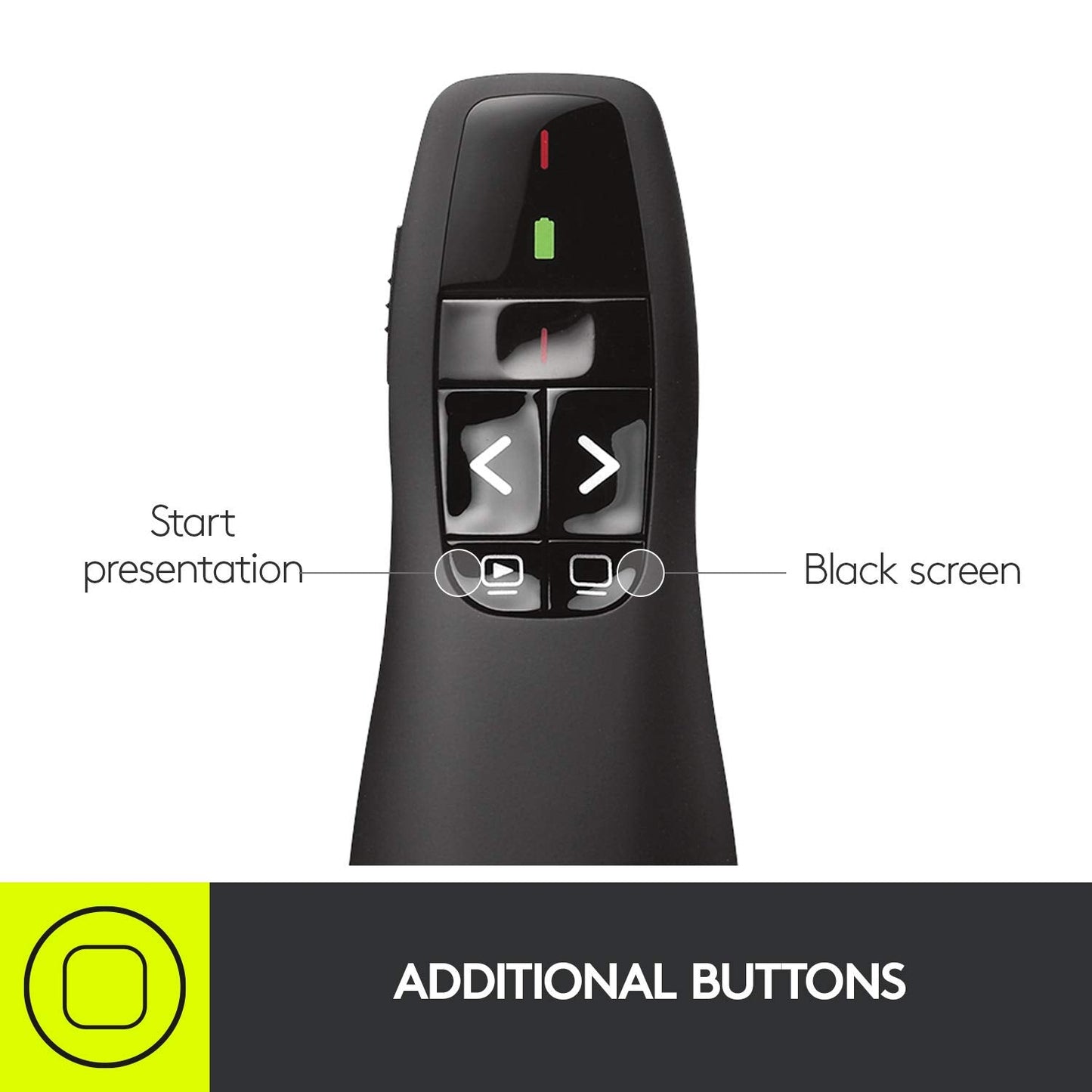 Logitech Wireless Presenter R400, USB-A PowerPoint Clicker with Laser Pointer, Wireless Presentation Clicker Remote