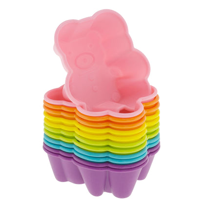 Freshware Cupcake Liners, Pack of 12 Silicone Muffin Cups, 2.9 Inch Silicone Baking Cups, Reusable & Non-stick Cupcake Liners for Party Halloween Christmas, Bear