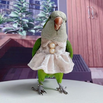 Bird Costume Bird Diaper Flight Suit Parrot Velvet Fleece Skirt Clothes Cosplay Photo Prop for Conure Lovebird Parakeet Cockatiel Macaw Small Animals Apparel (White,Large)