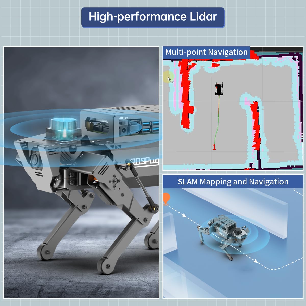 HIWONDER ROSPug Quadruped Bionic Robot Dog with AI Vision Powered by Jetson Nano ROS Open Source Python Programming SLAM Mapping and Navigation for Adults