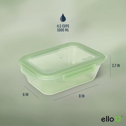 Ello Snap & Nest 10-Piece 4.5 Cup Plastic Meal Prep Set, Reusable Food Containers for Healthy Eating, Freezer, Dishwasher Safe, Sage