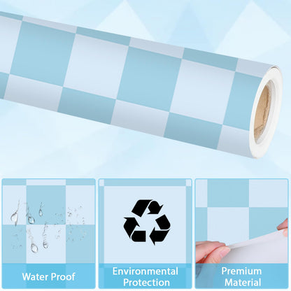 Blue Checkered Bulletin Board Paper Roll Retro Pastel Blue Bulletin Board Background Paper Back to School Classroom Decor Poster for Art Craft DIY Projects Home Office Party Supplies 17.7inx20ft
