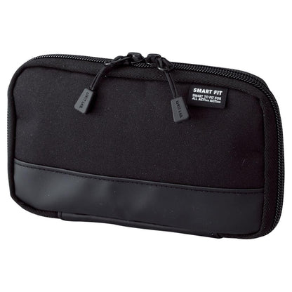 LIHIT LAB Compact Pen Case (Pencil Case), Water & Stain Repellent,3.5" x 6.5'', Black (A7687-24)