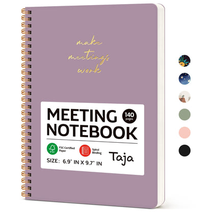Meeting Notebook for Work Organization - Work notebook with action items, Meeting Minutes Planner Notebook, Perfect Office Supplies for Men & Women - Purple