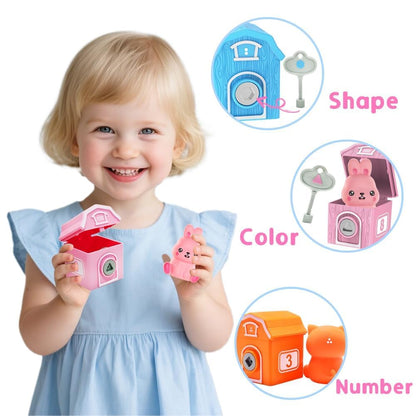 Kimicare Learning Montessori Toys for Toddlers, Sensory Farm Animals Train Toys with 10 Finger Puppets 1 Farmer, Counting Matching Sorting Barns with Keys Birthday Gifts Christmas Stocking Stuffers