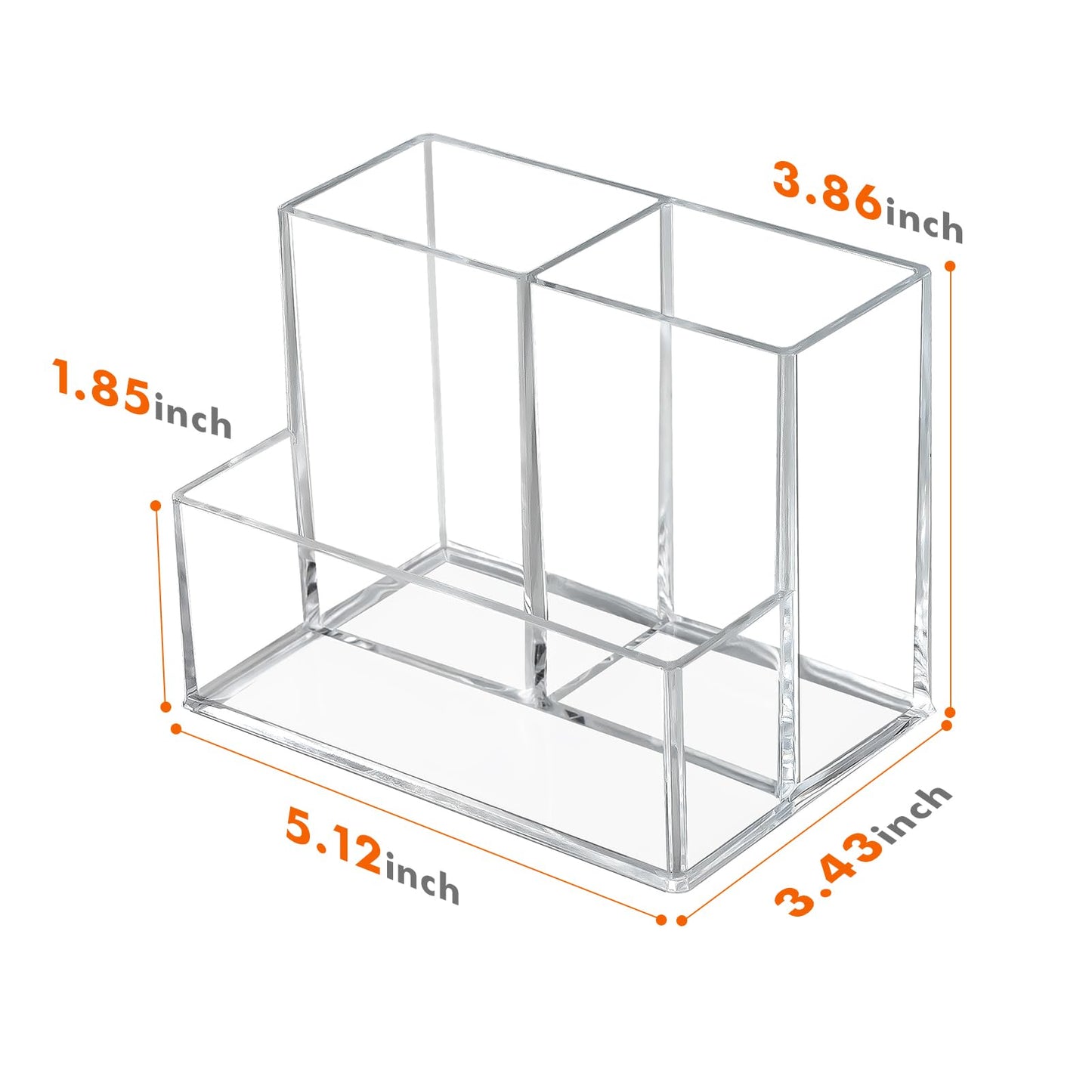 Banafich 2 Packs Pen Holder for Desk, Clear Acrylic Pencil Holder for Desk, Marker Holder with 3 Compartments, Pencil Organizer for Home, Office, Classroom, Bathroom