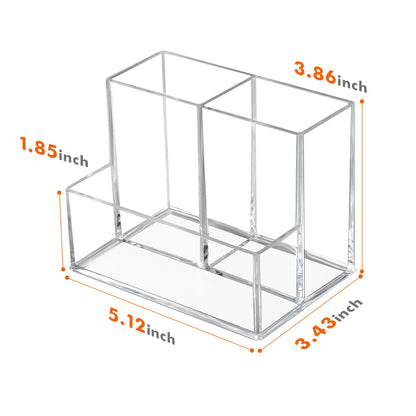 Banafich 2 Packs Pen Holder for Desk, Clear Acrylic Pencil Holder for Desk, Marker Holder with 3 Compartments, Pencil Organizer for Home, Office, Classroom, Bathroom