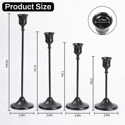 Sunnyfuture Candlestick Holders, 12PCS Taper Candle Holder for Candlesticks, Black Candle Holders for Table Centerpiece, Wedding, Party