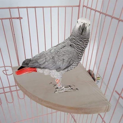 Litewoo Bird Parrot Corner Perch Flat Platform Stand, Easy to Install, Safe and Stable, Smooth Polishing Without Hurting Feet, Solid Hardwood Bird Cage Perches（L）