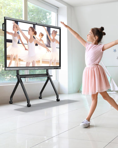 Dornium Smart Board Stand for 55-87 Inch Interactive Whiteboards, Adjustable Rolling TV Stand with 360°Swivel Lockable Wheels, Suitable for Offices, Classrooms, Home and Other Workspaces