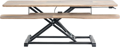 VIVO 48 inch Desk Converter, K Series, Height Adjustable Sit to Stand Riser, Dual Monitor and Laptop Workstation with Wide Keyboard Tray, Reclaimed Wood Top, Black Frame, DESK-V048KP