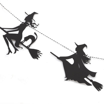 Halloween Witch Garland - Wood Witches Party Decoration, Autumn Home Witches Banner, Halloween Spooky Fireplace Decorations, Fall Bachelorette Party Vampire Decorations Supplies