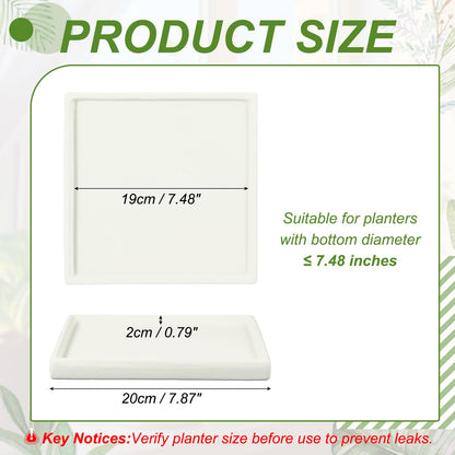 YELARXI 7.5 Inch Ceramic Plant Saucers, Square Flower Planter Water Trays Ceramic Plant Saucer Pot Tray -Fitting for (Outdoor/Indoors/Garden/Planting/Water/Flower/Coffee) Beige