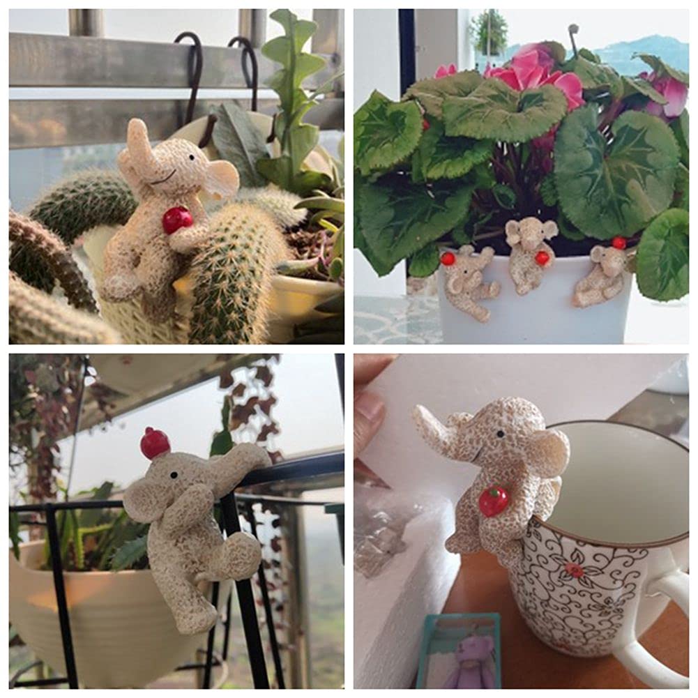 HomDSim Garden Statues Flowerpot Landscaping Tree-Hugger Fairy Plant Pot&Vase Hugger, Mini Decorative Climber Clingers (3Pack Elephant)