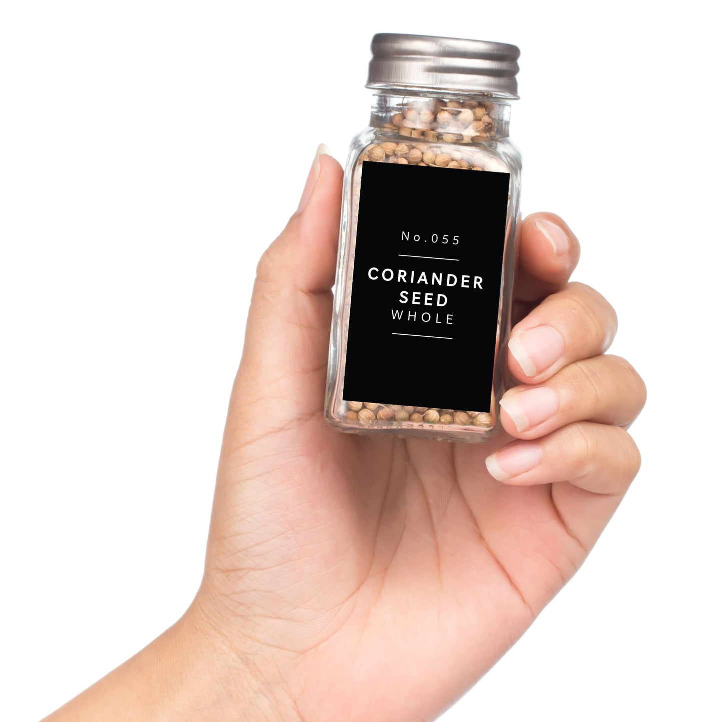 Lovable Labels Farmhouse Minimalist Black Spice Jar Labels - 184 Preprinted + 8 Blank Write-on Stickers Dishwasher Save & Waterproof Great for Spices and Seasonings Set to Organize Your Spice Rack