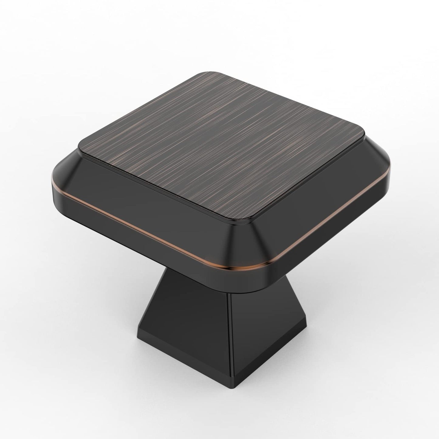 Amerdeco 10 Pack Oil Rubbed Bronze Kitchen Cabinet Hardware - Single Hole Square Drawer Knobs and Pulls for Bathroom Cabinets ZH0002