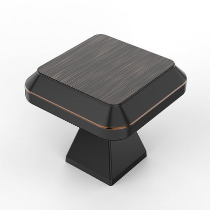 Amerdeco 10 Pack Oil Rubbed Bronze Kitchen Cabinet Hardware - Single Hole Square Drawer Knobs and Pulls for Bathroom Cabinets ZH0002