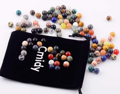 Natural Stone Beads 100pcs Round Genuine Real Stone Beading Loose Gemstones Hole Size 1mm DIY Smooth Bead for Bracelet Necklace Earrings Jewelry Making(Natural Stone Beads Multicolor, 8mm)
