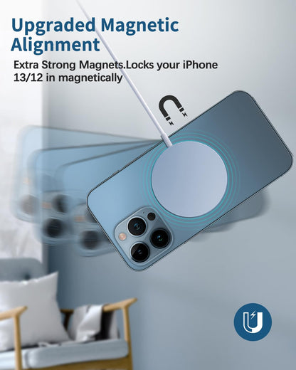 Magnetic Wireless Charger Mag-Safe Charger for iPhone 17/16/15/14/13/12 Series Convertible Magnet Wireless Charging Stand/Pad with 5ft Cable for iPhone and AirPods 2/3/Pro 2/Pro
