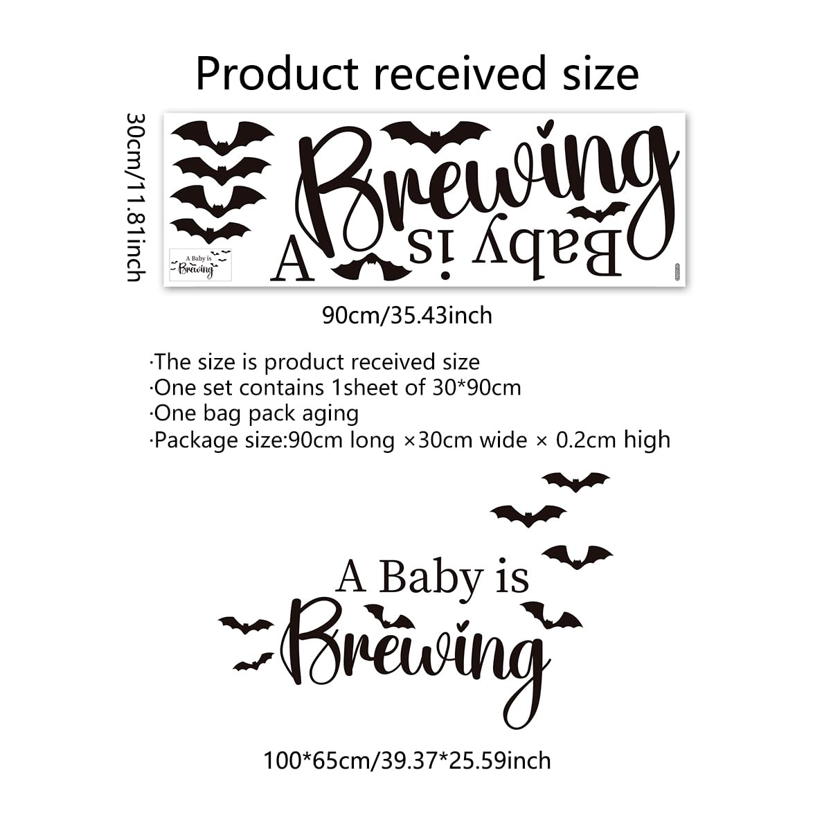 A Baby is Brewing With Bats Welcome Sign Decal for Halloween Witchy Baby Shower, October Fall Season, Haunted House Backdrop