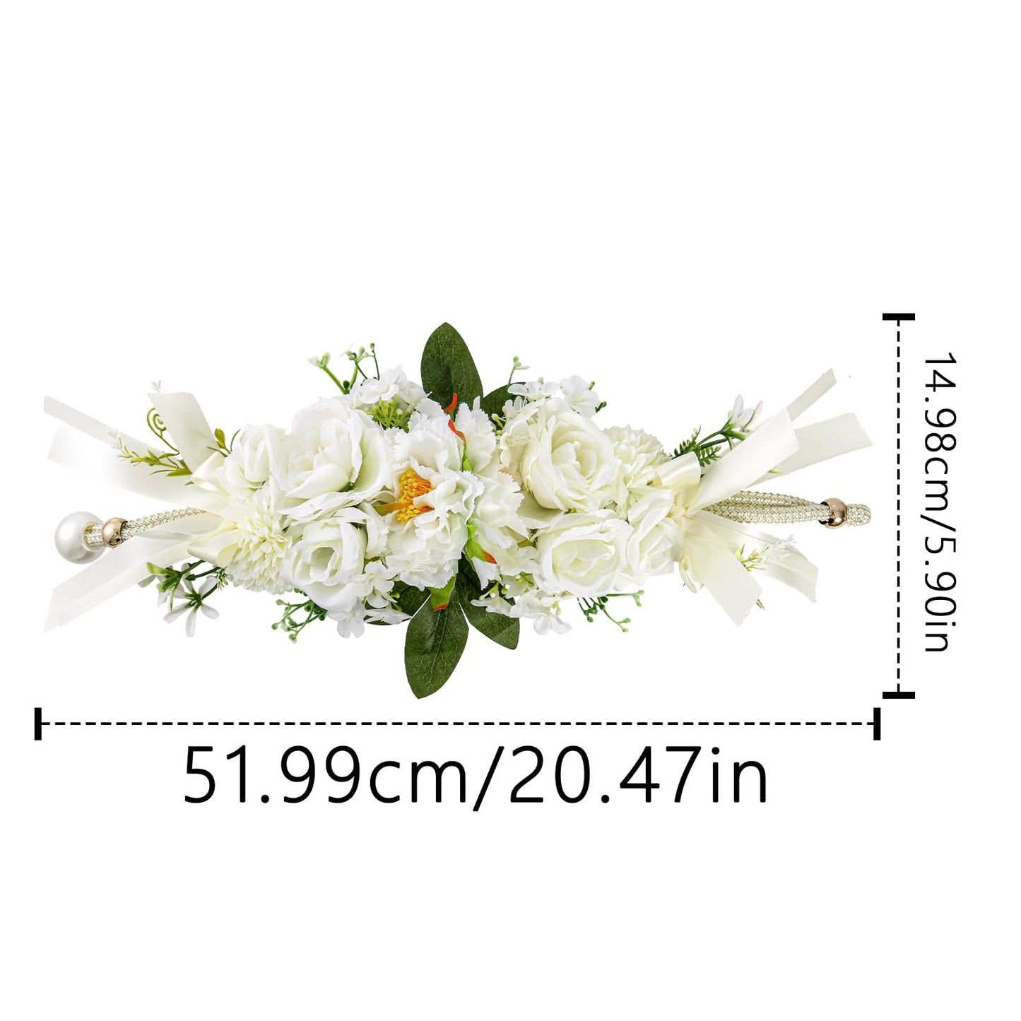 PERIZIA 2Pcs Flower Curtain Tiebacks,Artificial Floral Curtain Holdbacks for Window Tie Backs Decorative Rope Buckle,for Home Office Decor (White)