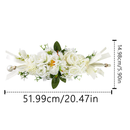 PERIZIA 2Pcs Flower Curtain Tiebacks,Artificial Floral Curtain Holdbacks for Window Tie Backs Decorative Rope Buckle,for Home Office Decor (White)