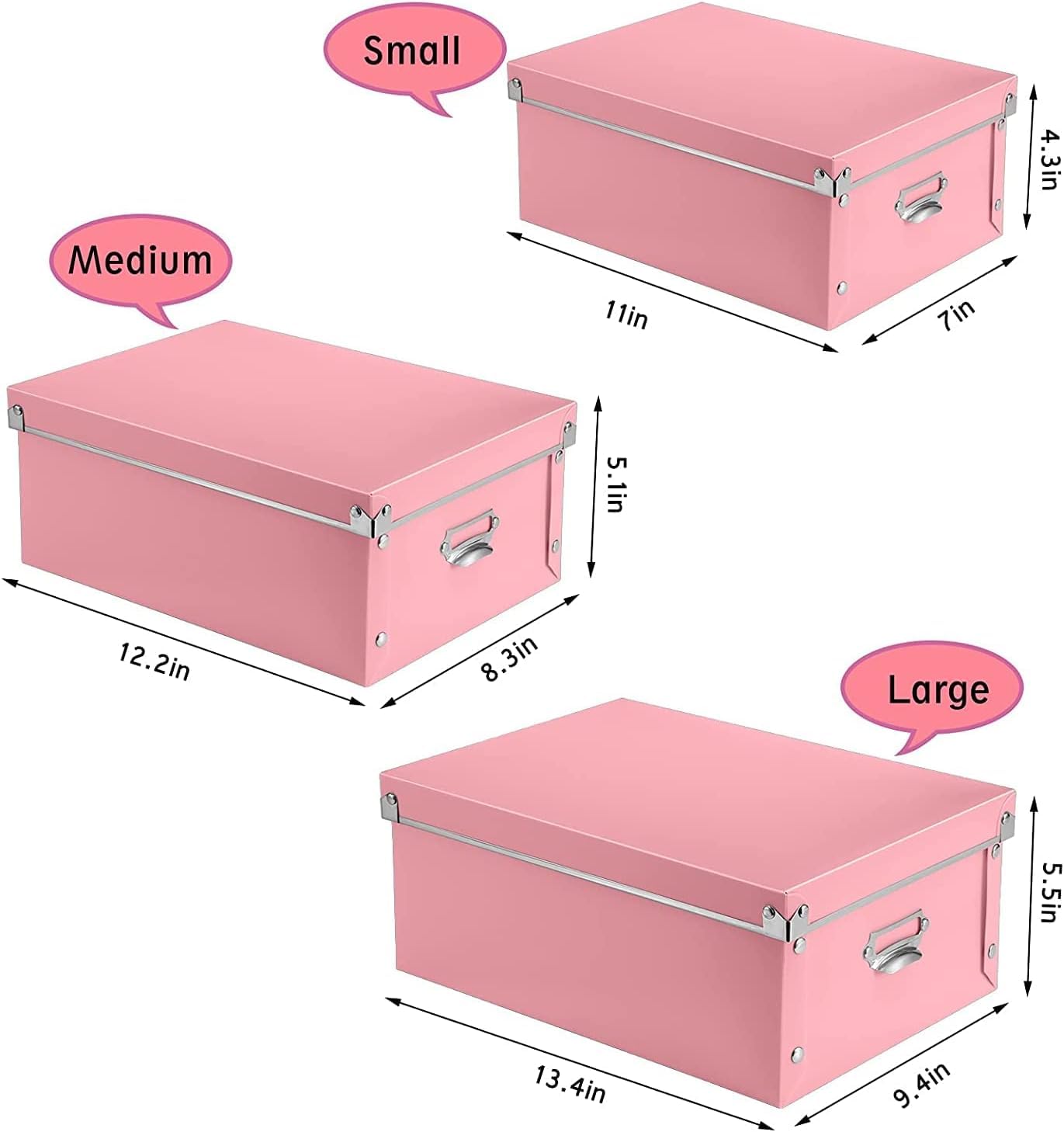 XUCHUN File Storage Boxes, Foldable Storage Bins with Lid 3 in 1 Set, Press-Stud Fastening, Moisture-Proof, Space Saving Storage, Photoes, Files, Closets
