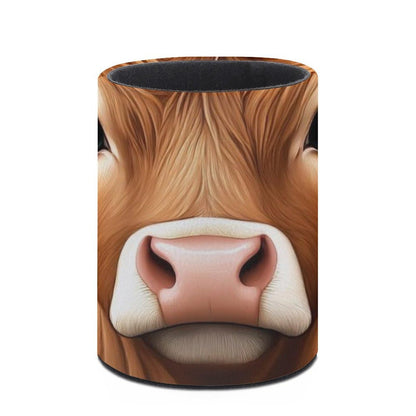UTRSIFB Pen Holder Leather Pencil, Holder Cup Makeup Brush Storage Organizer, Waterproof Multifunctional Office Supplies Cute Highland Cow