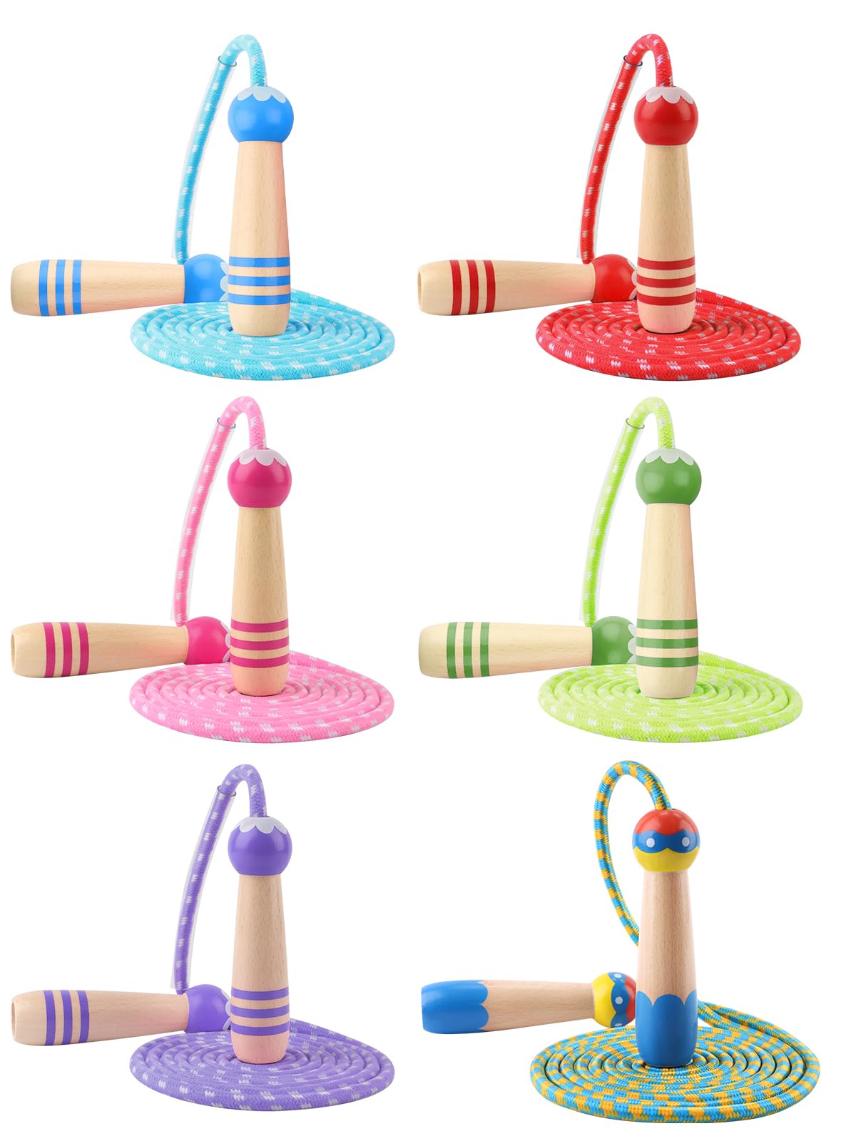 Jump Rope for Kids, Lorvain Adjustable Skipping Rope, Kids Jump Ropes with Wooden Handle for Girls Boys, Weighted Jumping Ropes for Fitness Workout Exercise Outdoor Fun Activity