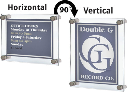 Azar Displays,105536, Floating Acrylic Wall Frame with Silver Hardware Stand Off Caps, Clear Hanging Photo Frame Display Mount with Frameless Border, Glass-Like Frame for Large Prints, 24" x 36"