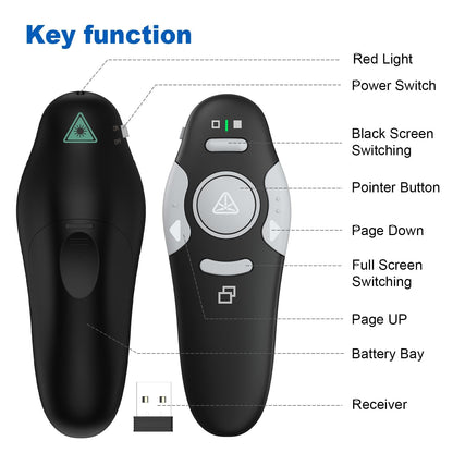 QUI 2 Pack Wireless Presenter PowerPoint Clicker, RF 2.4GHz USB Presentation Clicker for Google Slides, Keynote, Mac, Windows